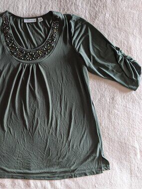 Green embellished top